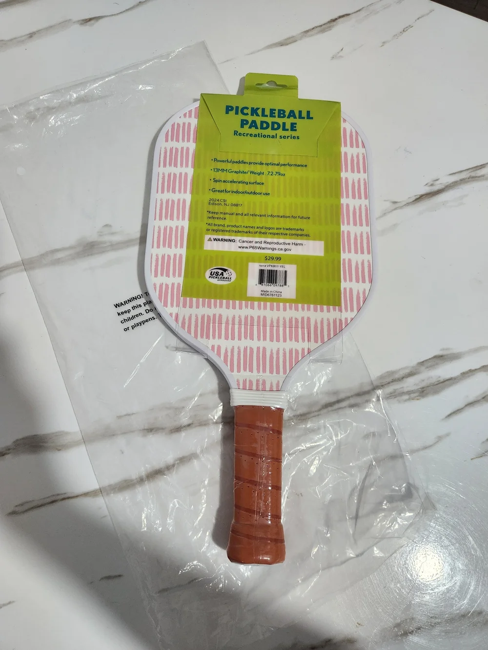 13mm Floral Pink Lemon Pickleball Paddle with Brown Grip